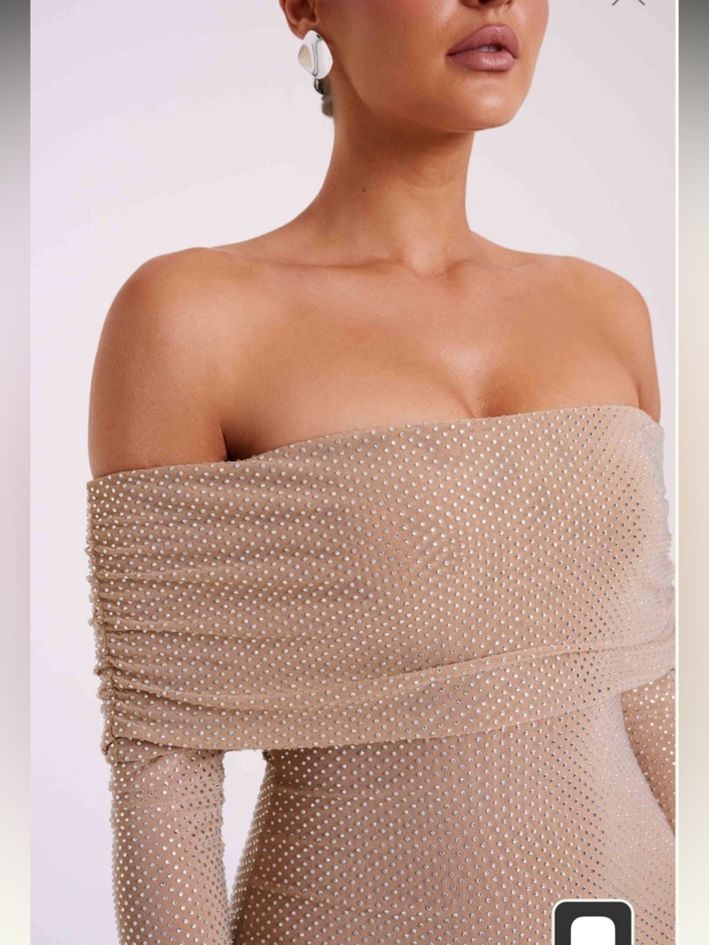 Off Shoulder Diamanté Maxi - Nude rhinestone size  medium  Marcel dress - Picture 6 of 16